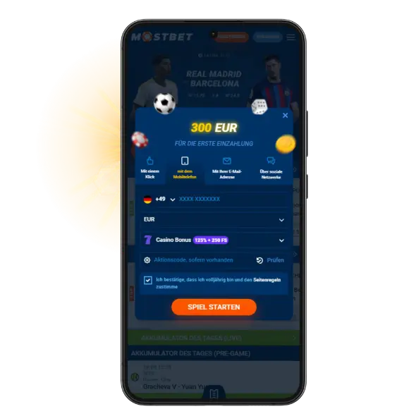 Mostbet Anmeldung über das Mobiltelefon